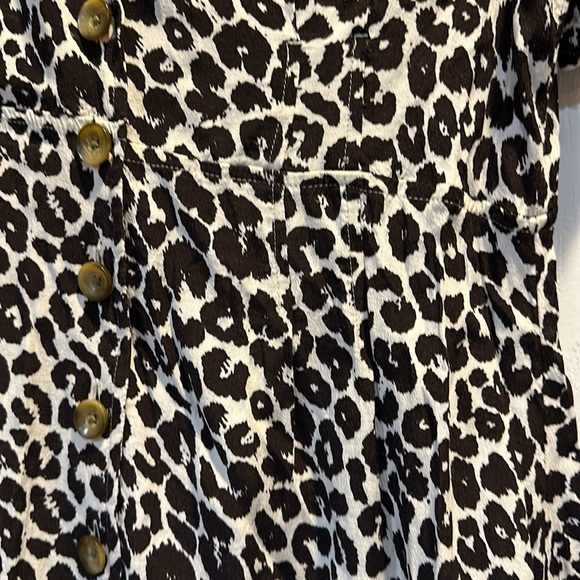 Something Navy Button Front Leopard Dress M - Picture 7 of 8
